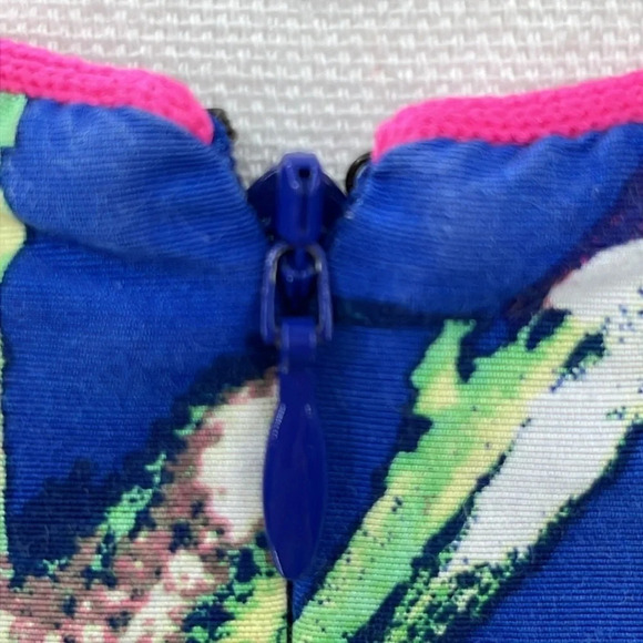 Shoshanna Silk Blend Sleeveless Peplum Hem Floral Dress in Blue - Size 2 - Picture 3 of 6